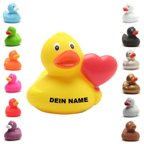 Badeente - personalisierbar (Herzballon Ente) von Duckshop