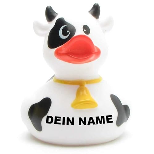 Badeente - personalisierbar (schwarz-weiße Kuh Ente) von Duckshop