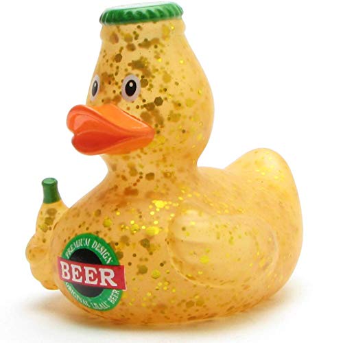 Bier Badeente I Quietscheente I L: 8,5 cm I inkl. Badeenten-Schlüsselanhänger im Set von Duckshop