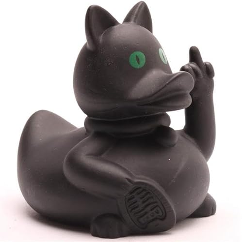 Crazy Cat Badeente - inkl. Gummienten-Schlüsselanhänger im Set I L9cm I Quietscheente I Geschenk für Glück I Geschenk für Abergläubige von Duckshop