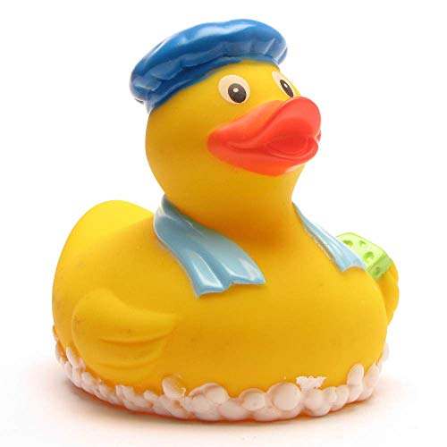 DUCKSHOP | Badeente Dusche Badeente | Quietscheente | L: 7,5 cm I inkl. Badeenten-Schlüsselanhänger im Set von Duckshop