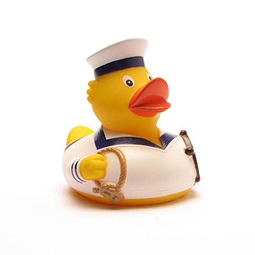 DUCKSHOP I Badeente Matrose I Quietscheente I L: 7,5 cm - inkl. Badeenten-Schlüsselanhänger im Set von Duckshop