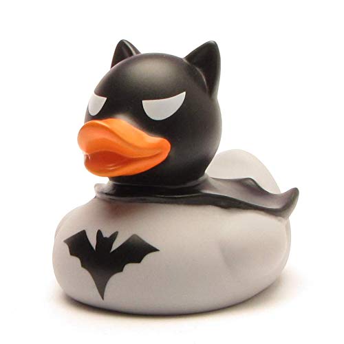 Duckshop I Badeente Dark Duck I Quietscheente I L: 7,5 cm I inkl. Quietscheentchen-Schlüsselanhänger im Set I Geschenk für Superhelden-Fans I Präsent Sammler von Duckshop