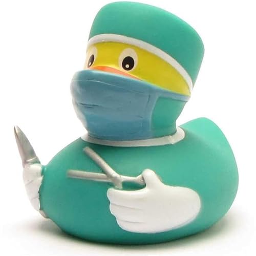 Duckshop Badeente Chirurg L8cm inkl. Gummienten-Schlüsselanhänger im Set I Quietscheente I Geschenk für Ärzte von Duckshop