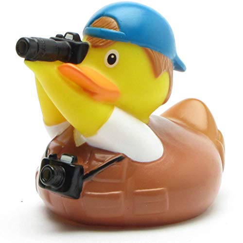 Badeente Fotograf I Fotografen Quietscheente I L: 10 cm I inkl. Gummienten-Schlüsselanhänger im Set I Spielzeug für Kinder I Geschenk für Fotografen von Duckshop