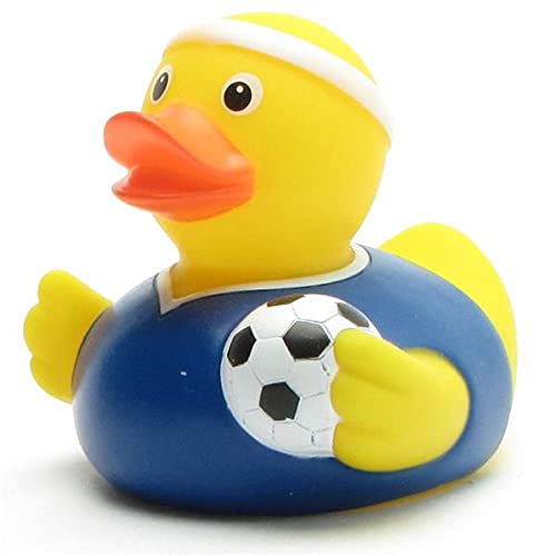 Duckshop Fußballer Badeente dunkelblaues Trikot I Quietscheente I L: 7,5 cm von Duckshop