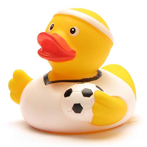 Duckshop Fußballer mit weißem Trikot Badeente I Quietscheente I L: 7,50 cm von Duckshop