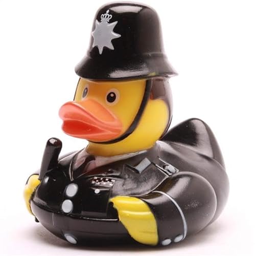 Duckshop I Badeente Bobby I Quietscheente I inkl. Quietscheentchen- Schlüsselanhänger im Set I Geschenk UK-Fans I Präsent Sammler von Duckshop