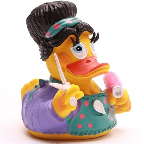 Duckshop I Badeente Friseuse - lila I Quiescheente I Quietscheentchen I Geschenk für Friseure I Präsent Sammler (Badeente Friseuse -lila-) von Duckshop