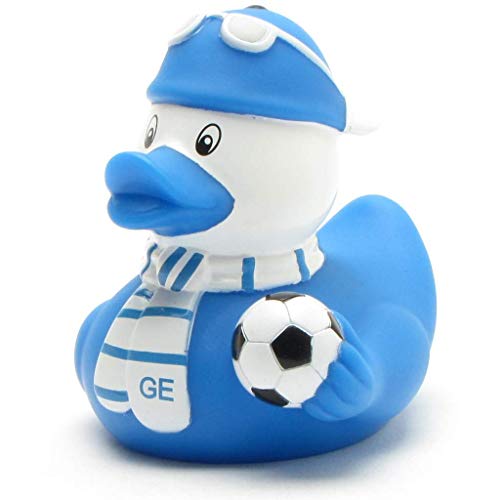 Duckshop I Badeente Fußball-Fan blau-Weiss Gelsenkirchen I Quietscheente I L: 8 cm von Duckshop