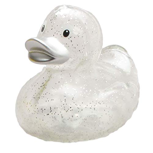 Duckshop I Badeente Glitzer transparent Silber I Quietscheente I L: 9 cm von Duckshop