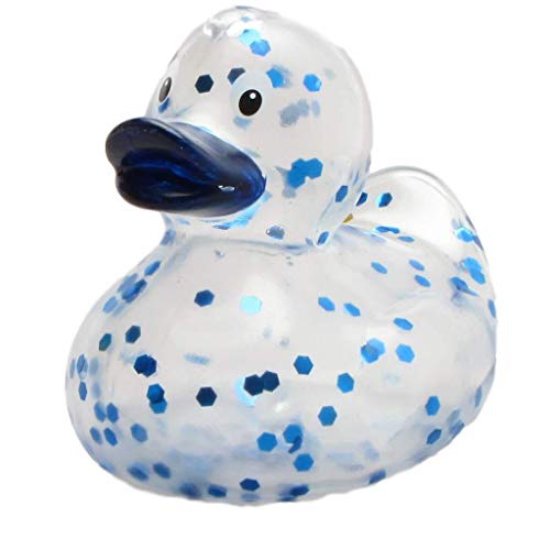 Duckshop I Badeente Glitzer transparent blau I Quietscheente I L: 9 cm von Duckshop