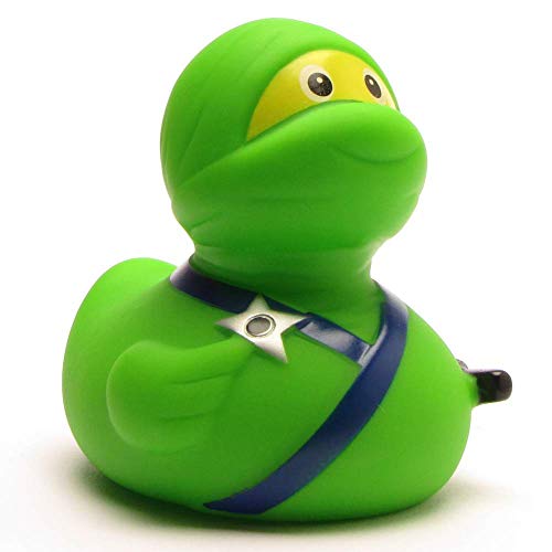 Duckshop I Badeente I Quietscheente I Ninja Ente grün PO I L: 7,5 cm von Duckshop