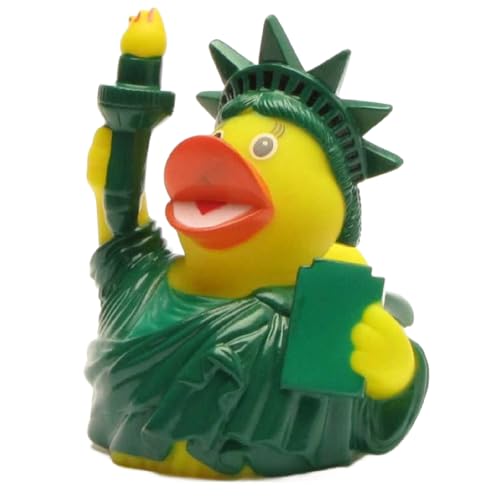 DUCKSHOP I Badeente New York I Quietscheente Freiheitsstatue I L: 7,5 cm - inkl. Gummienten-Schlüsselanhänger im Set I Geschenk für Reise nach Amerika I Geschenk für Reise nach New York von Duckshop