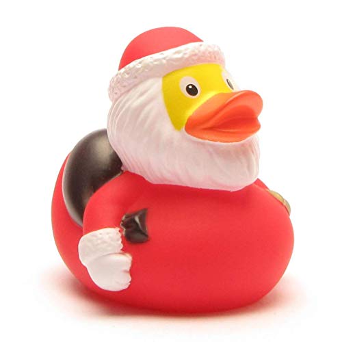 DUCKSHOP I Badeente Weihnachtsmann mit Sack und Glocke I Quietscheente - L: 7,5 cm von Duckshop