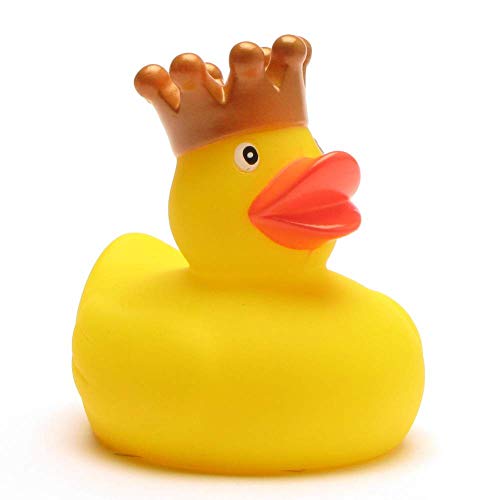 Duckshop I Badeente mit Goldener Krone I Quietscheente I L: 7,5 cm I inkl. Badeenten-Schlüsselanhänger im Set von Duckshop