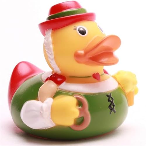 Duckshop I Badeenten Bayern I Quietscheente I Quietscheentchen I L: 8 cm I Geschenk Oktoberfest I Präsent Sammler (Badeente Bayerin - roter Hut) von Duckshop