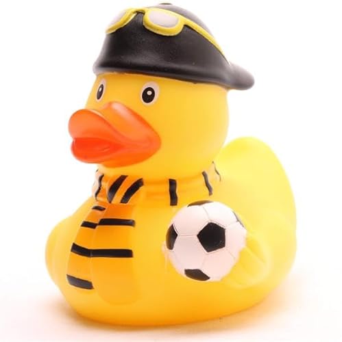 Duckshop I Badeente Fußball-Fan schwarz-gelb Dortmund I Quietscheente I L: 8 cm I Quietscheentchen I Geschenk für Dortmund-Fans I Präsent Sammler von Duckshop