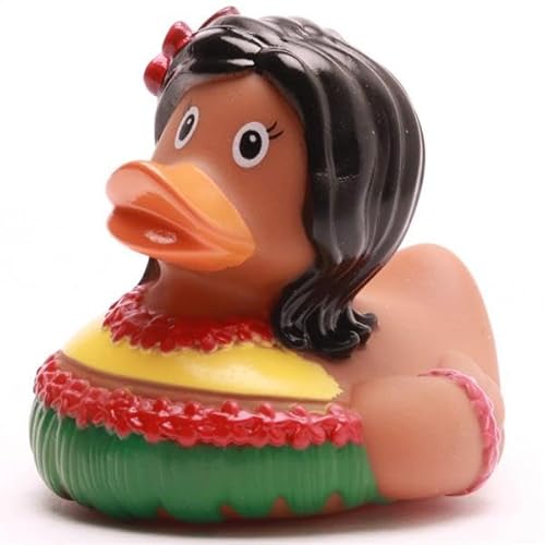 Duckshop I Badeenten Hawaii I Quietscheente I inkl. Quietscheentchen Schlüsselanhänger im Set I Geschenk Reise-Fans I Präsent Sammler (Badeente Hawaiianderin) von Duckshop
