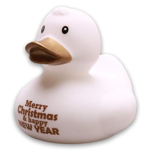 Duckshop I Farbige Xmas & New Year Enten (Badeente Merry Christmas & Happy New Year - Weiss) von Duckshop