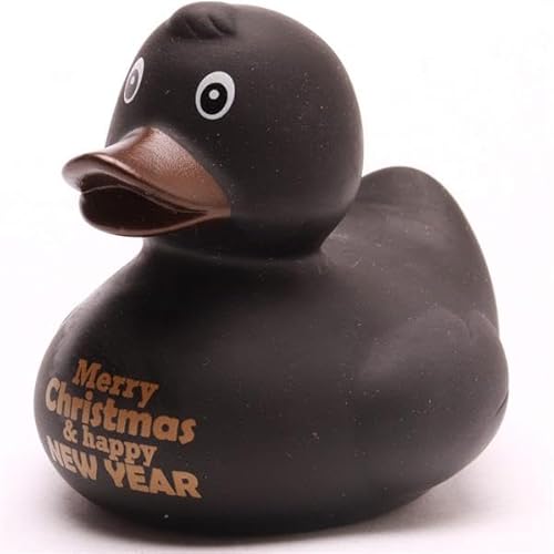 Duckshop I Farbige Xmas & New Year Enten (Badeente Merry Christmas & Happy New Year - schwarz) von Duckshop