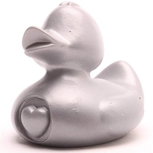 Duckshop I Mein Herz Badeente -Silber - inkl. Quietscheentchen-Schlüsselanhänger im Set I L9cm I Quietscheente I Geschenk für Glück I Geschenk für Liebe Duckshop I Mein Herz Badeente -Silber - inkl. Quietscheentchen-Schlüsselanhänger im Set I L9cm I Quietscheente I Geschenk für Glück I Geschenk für Liebe von Duckshop