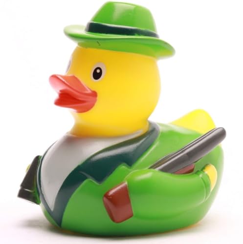Duckshop I Badeente Jäger I Quietscheente I Jagd- Quietscheentchen mit Gewehr, Feldstecher und Jagdhorn - Geschenk für Jäger I Präsent Sammler von Duckshop