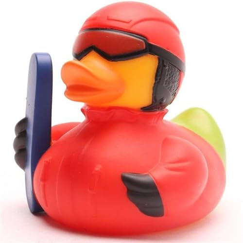 Duckshop I Snowboard Badeente inkl. Quitscheentchen-Schlüsselanhänger im Set I L9cm I Quietscheente I Geschenk für Wintersportler von Duckshop