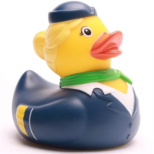 Duckshop I Variationen Badeente Stewardess I Quietscheente I Quietscheentchen L 9cm I Geschenk für Flugbegleiter I Präsent Sammler (Badeente Stewardess - grüner Schal -) von Duckshop