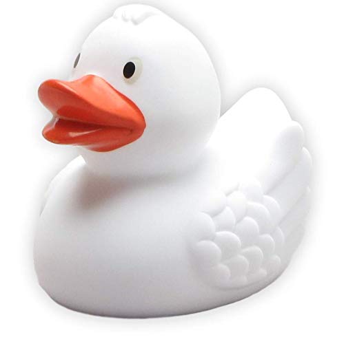 Duckshop Walli Badeente - weiß I Quietscheente I L: 7,5 cm I inkl. Badeenten-Schlüsselanhänger im Set von Duckshop