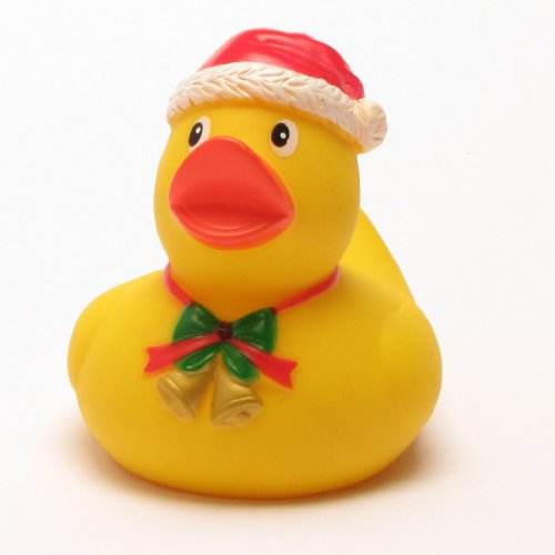 Duckshop Weihnachtsmann mit Glocke Badeente I Quietscheente I L: 8 cm von Duckshop