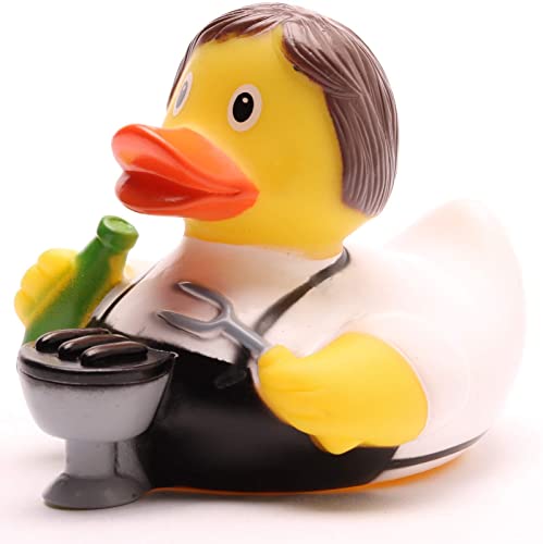 Duckshop I Badeente Grillmeister I Quietscheente I L: 10 cm I inkl. Quietscheentchen -Schlüsselanhänger im Set I Geschenk für BBQ-Fans I Präsent Sammler von Duckshop