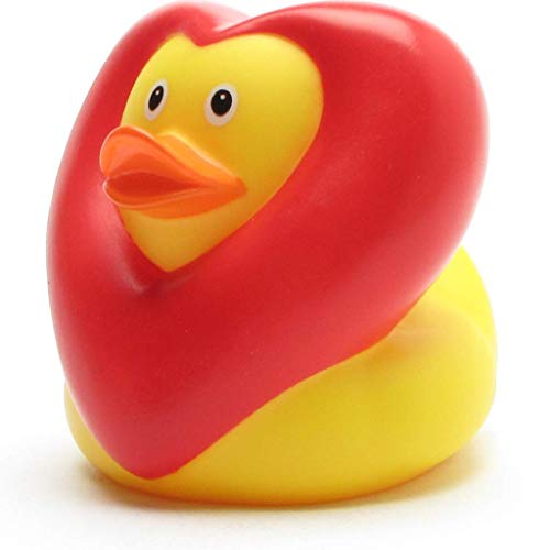 Herz Badeente I Quietscheente I L: 9 cm I inkl. Badeenten-Schlüsselanhänger im Set von Duckshop