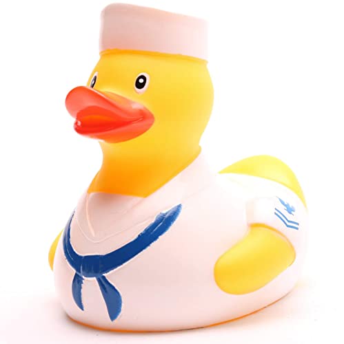 Matrosen Badeente Weiss I Quietscheentchen Seemann I Quietscheente - L: 10 cm von Duckshop