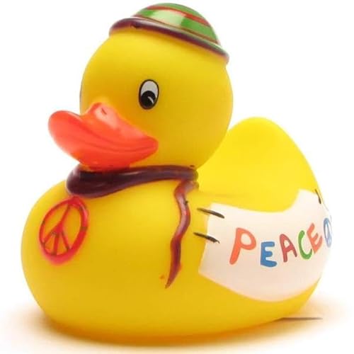 Quietscheentchen Peace L8,5cm I Gummiente I Badeente von Duckshop