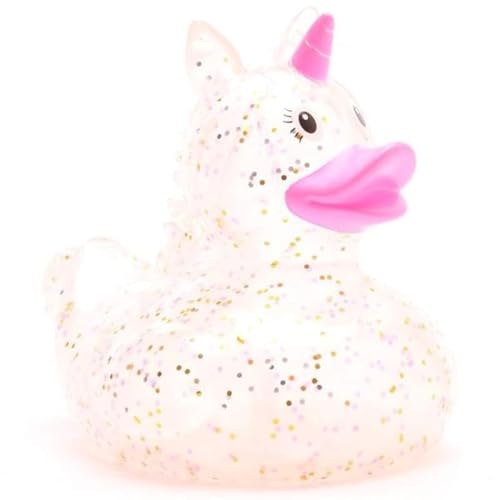 Quietscheente Einhorn Glitzer I Badeente I L: 9cm I inkl. Gummienten-Schlüsselanhänger im Set; Unicorn I Sammlerstück I Fabelwesen von Duckshop