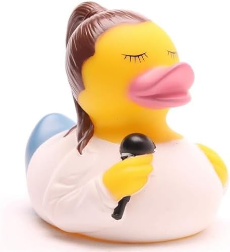Duckshop I Sängerin Badeente inkl. Quietscheentchen-Schlüsselanhänger im Set I L8,5cm I Quietscheente I Geschenk für Musikliebhaber Duckshop I Sängerin Badeente inkl. Quietscheentchen-Schlüsselanhänger im Set I L8,5cm I Quietscheente I Geschenk für Musikliebhaber von Duckshop