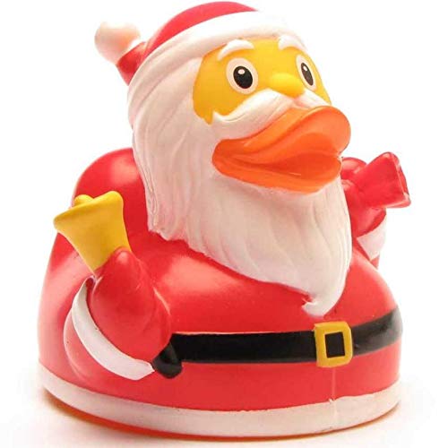 Weihnachtsmann Badeente I Quietscheente I L: 9 cm I inkl. Badeenten-Schlüsselanhänger im Set von Duckshop