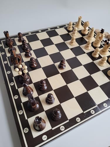 Exklusives 2-in-1 Schach- und Dame-Set – 35 cm x 35 cm, Klappbox und bemaltem Schachbrett - Kunststoffeinlage für den Schutz der Figuren von Dudrak