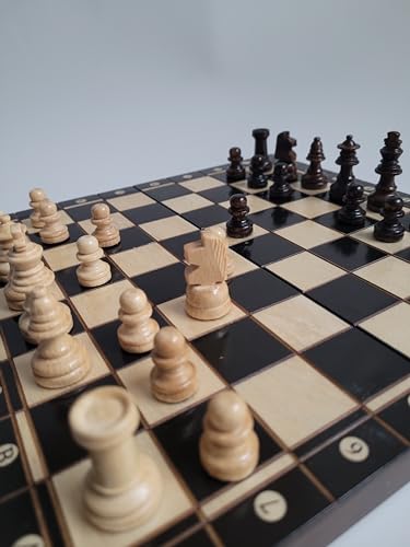 Schach durchgebrannte Linien 28cmx28cm abschließbar Schachbrett in der Mitte Schacheinlage Figuren getapt von Dudrak
