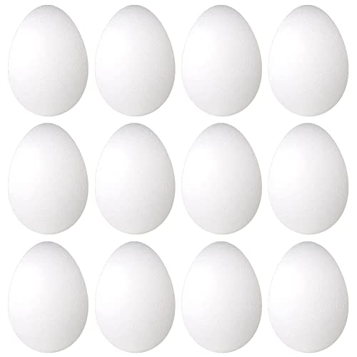 Duendhd 12 Stück 7,6 cm Osterschaum-Ei Weiß Eier Eierschaum Natürlicher Polystyrol Eierschaum Handgemachte Eierkugel von Duendhd