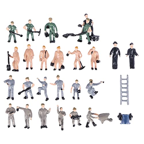 Duendhd 25 Stück 1:87 Figuren, bemalte Figuren, Miniaturen von Eisenbahnarbeitern mit Eimer und Leiter von Dasing