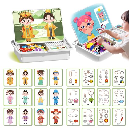 Dujuanus Magnetisch Anziehpuppen, Magnetpuzzles Gesicht verkleiden Reisespiel, Lustige Gesichter Magnetspiel mit Zeichenbrett und Stift, Fördert Feinmotorik und Vorstellungskraft (Clothes) von Dujuanus
