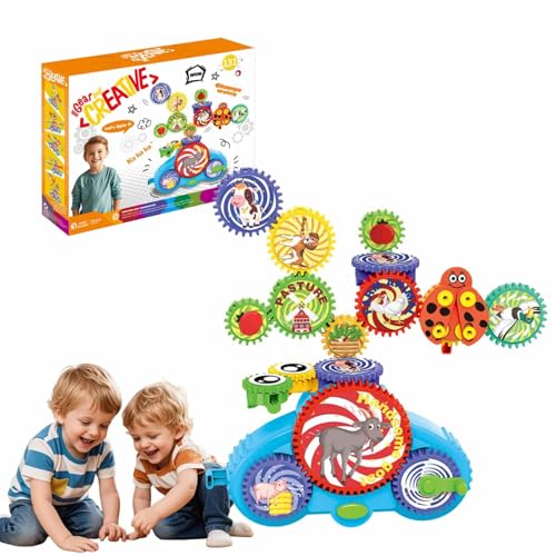 Zahnrad Spielzeug Kinder, Creative Learning Building Blocks, Kreative Gears-Bausteine für das Lernen, Dual-Modus, Motorikspiel Baubaustein-Spielzeug für Jungen Mädchen (Animal) von Dujuanus