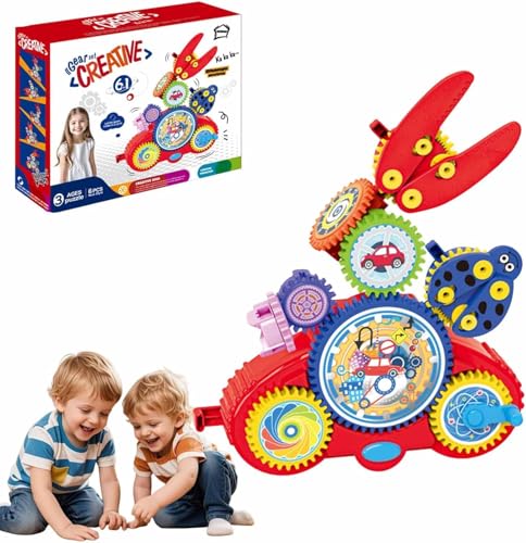 Zahnrad Spielzeug Kinder, Creative Learning Building Blocks, Kreative Gears-Bausteine für das Lernen, Dual-Modus, Motorikspiel Baubaustein-Spielzeug für Jungen Mädchen (Car) von Dujuanus