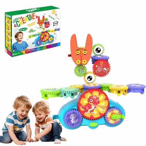 Zahnrad Spielzeug Kinder, Creative Learning Building Blocks, Kreative Gears-Bausteine für das Lernen, Dual-Modus, Motorikspiel Baubaustein-Spielzeug für Jungen Mädchen (Dinosaur) von Dujuanus