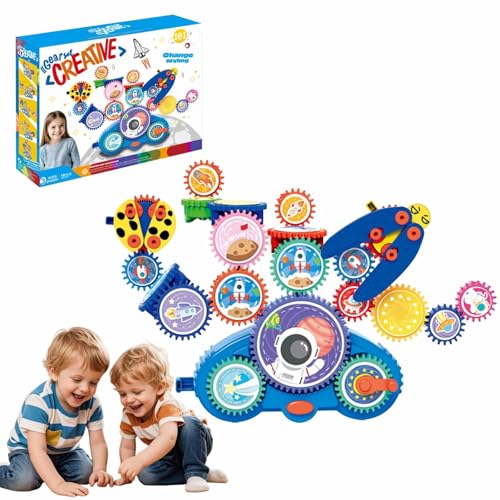 Zahnrad Spielzeug Kinder, Creative Learning Building Blocks, Kreative Gears-Bausteine für das Lernen, Dual-Modus, Motorikspiel Baubaustein-Spielzeug für Jungen Mädchen (Space) von Dujuanus