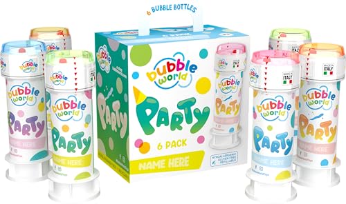 Bubble World – Party Bubbles Pack – Seifenblasen für Kinder – Packung mit 6 Stück à 60 ml – weiße Tuben mit integriertem rotem Gebläse – Geburtstagsgeschenk – Made in Italy von Dulcop