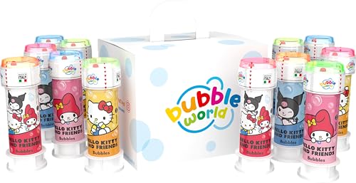 Bubble World – Seifenblasen Hello Kitty & Friends für Kinder – Party Pack 12 Stück à 60 ml – Geburtstagsgeschenk zum Thema Charaktere – Made in Italy Bubble World – Seifenblasen Hello Kitty & Friends für Kinder – Party Pack 12 Stück à 60 ml – Geburtstagsgeschenk zum Thema Charaktere – Made in Italy von Dulcop