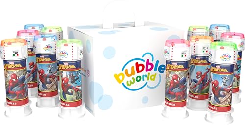 Bubble World – Seifenblasen Spider-Man für Kinder – Party Pack 12 Stück à 60 ml – Geburtstagsgadget zum Thema Superhelden – Made in Italy Bubble World – Seifenblasen Spider-Man für Kinder – Party Pack 12 Stück à 60 ml – Geburtstagsgadget zum Thema Superhelden – Made in Italy von Dulcop